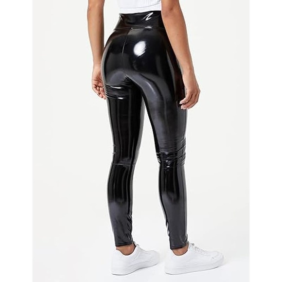 NEW SPANX Faux Patent Leather Leggings High Waisted Classic Black Size Large - Picture 10 of 15